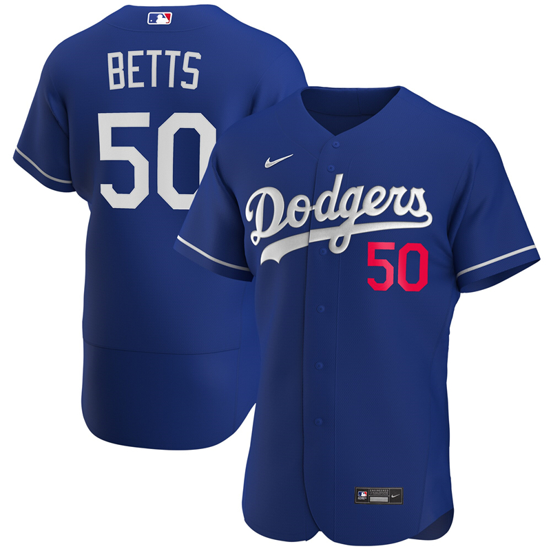 2020 MLB Men Los Angeles Dodgers Mookie Betts Nike Royal 2020 Alternate Official Authentic Player Jersey 1